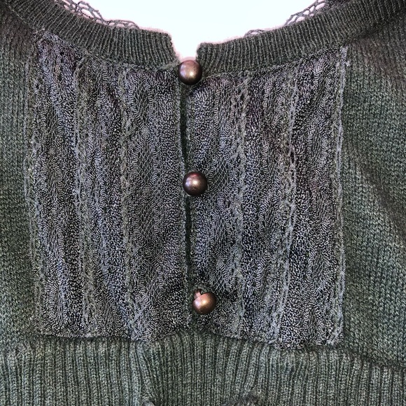 Free People Sweater Dress Tunic Top Wool Angora Blend Green Stripe Size XS VTG - Picture 4 of 9